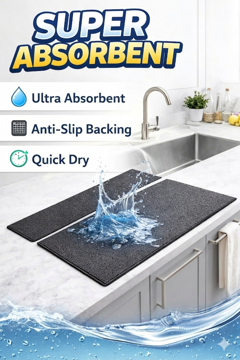 💧 Ultra Absorbent Quick-Dry Kitchen Mat 🔥