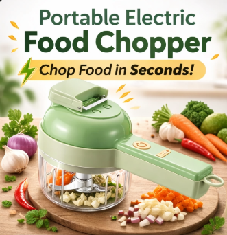 Cut, Chop & Mince in Seconds – 4-in-1 Electric Vegetable Cutter