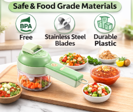 Cut, Chop & Mince in Seconds – 4-in-1 Electric Vegetable Cutter