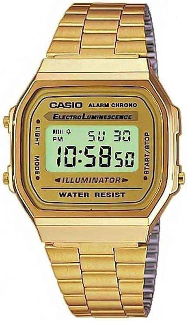 Casio Vintage Gold Digital Watch - Water Resistant Unisex Classic