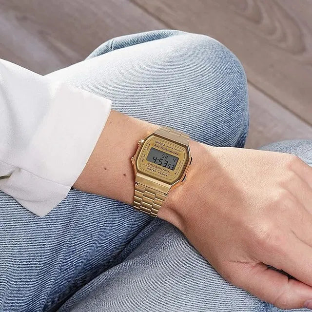Casio Vintage Gold Digital Watch - Water Resistant Unisex Classic