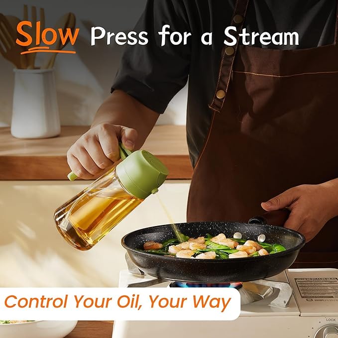 2-in-1 Glass Oil Sprayer & Dispenser Bottle | Spray or Pour with One Flip | 500ml