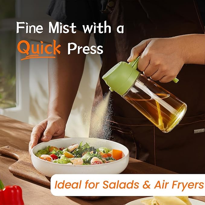 2-in-1 Glass Oil Sprayer & Dispenser Bottle | Spray or Pour with One Flip | 500ml